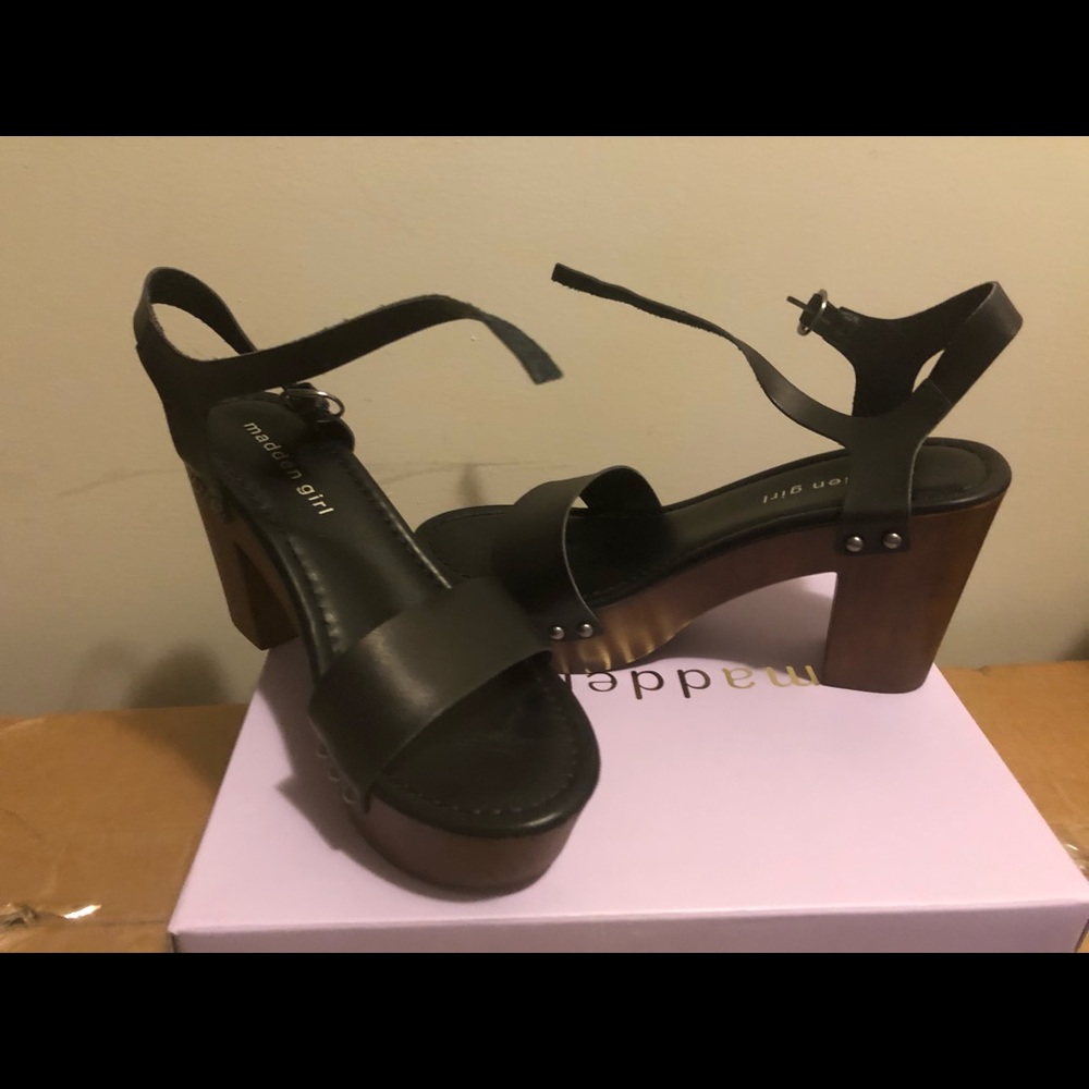 Madden Girl Black and Brown Platform Mules